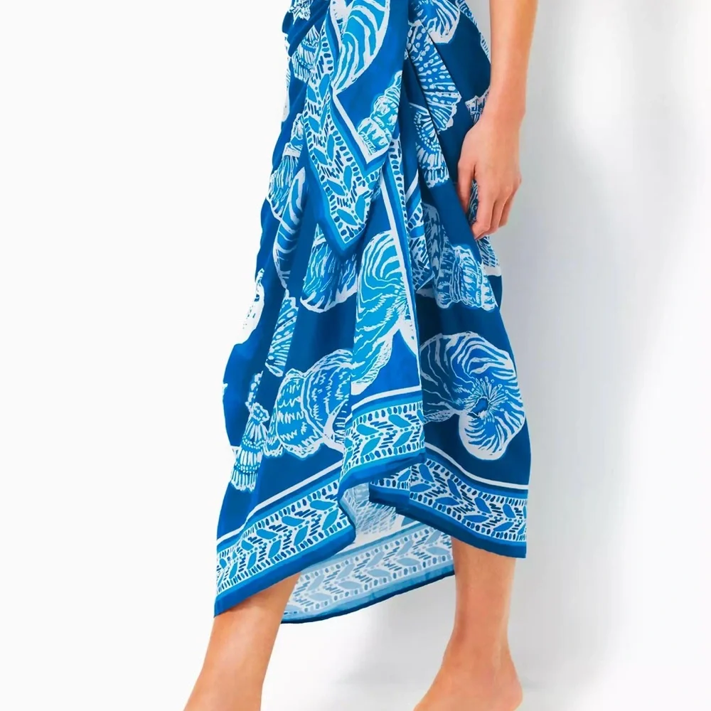 Brand New Lilly Pulitzer Sharol Pareo Cover-Up Barton Blue Shell Of A Good Time - Picture 3 of 6